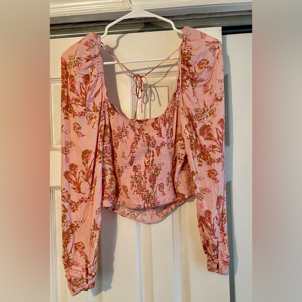 Free People Hillary Printed Top in Pink Combo NWT - Picture 5 of 7